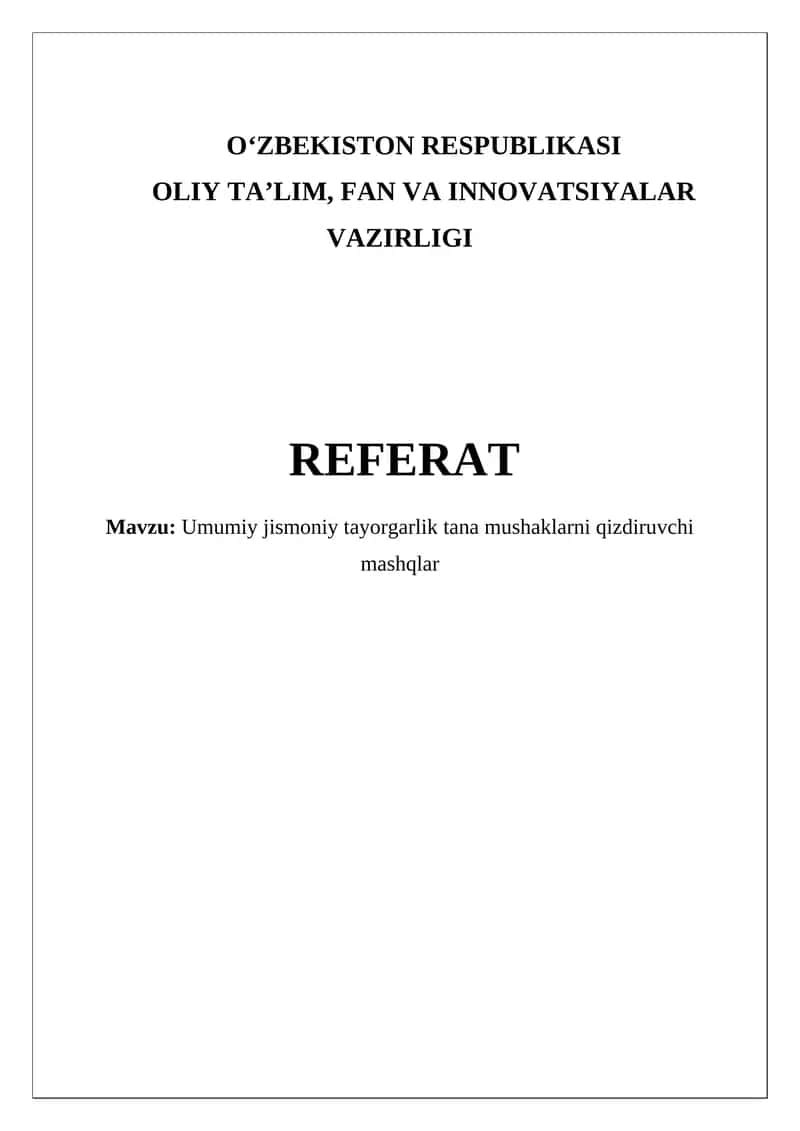 Umumiy jismoniy tayorgarlik tana mushaklarni qizdiruvchi mashqlar