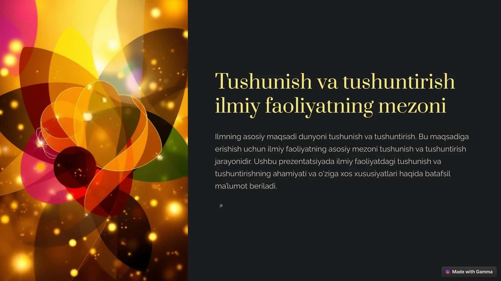 Tushunish va tushuntirish ilmiy faoliyatning mezoni