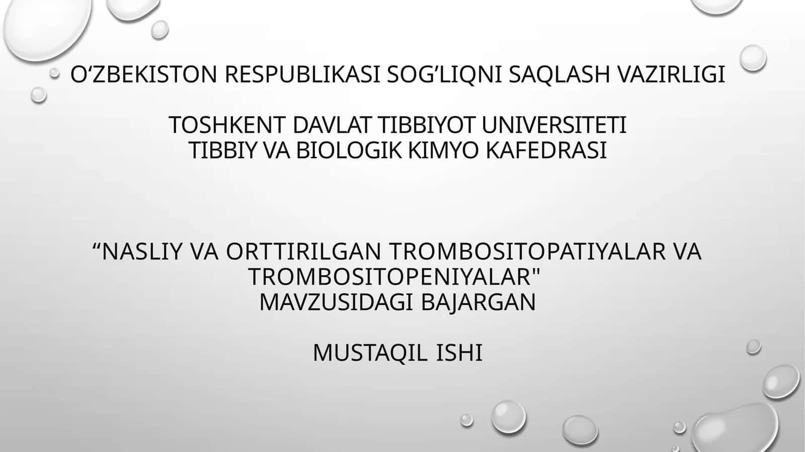 Nasliy va orttirilgan trombositopatiyalar va trombositopeniyalar