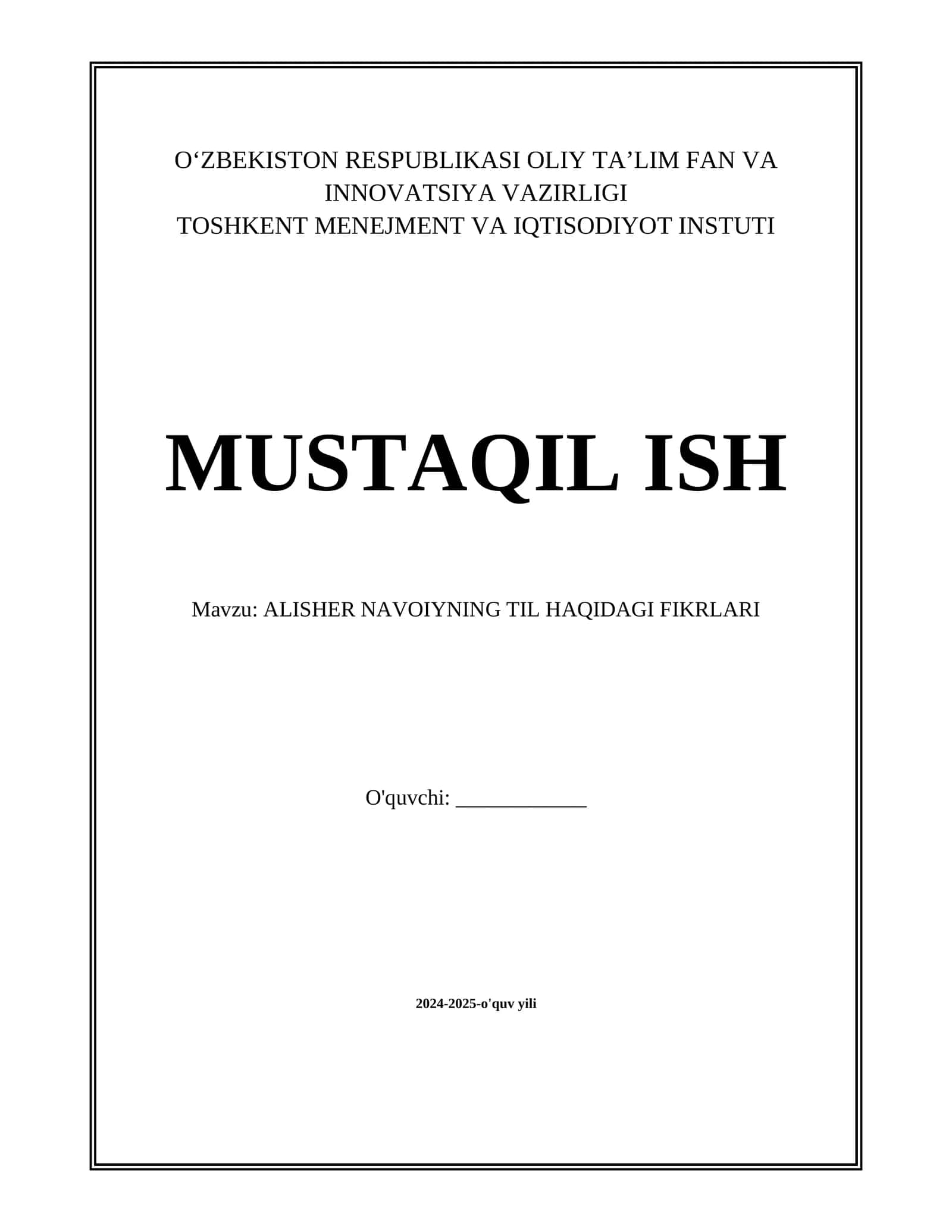 ALISHER NAVOIYNING TIL HAQIDAGI FIKRLARI