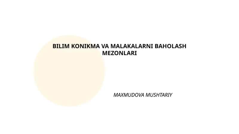 Baholash Mezonlari