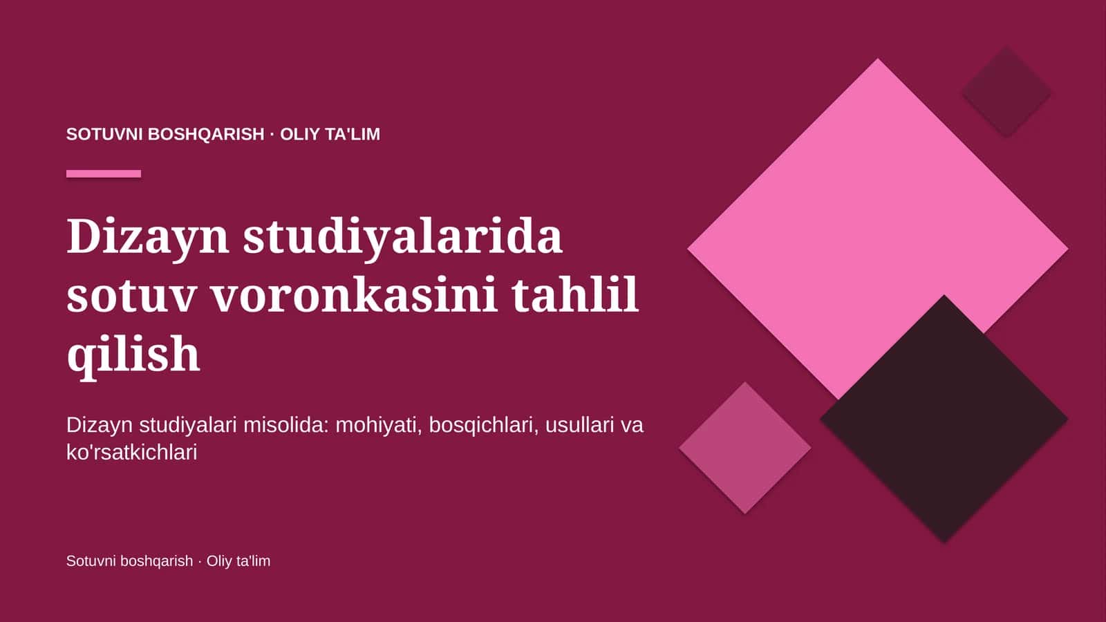 Dizayn studiyalarida sotuv voronkasini tahlil qilish