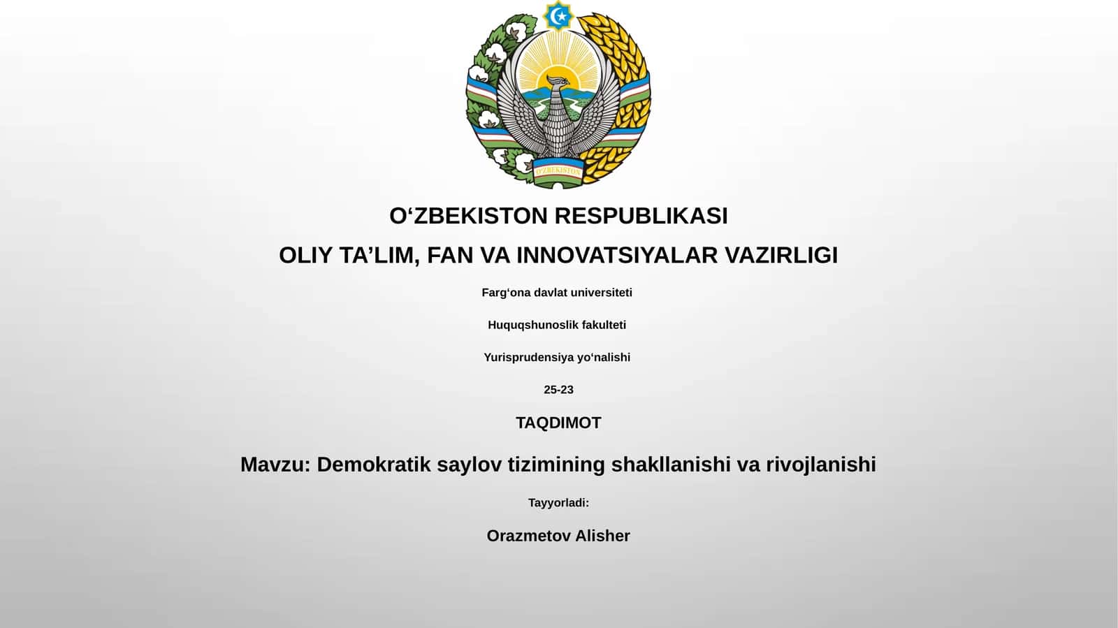 Demokratik saylov tizimining shakllanishi va rivojlanishi