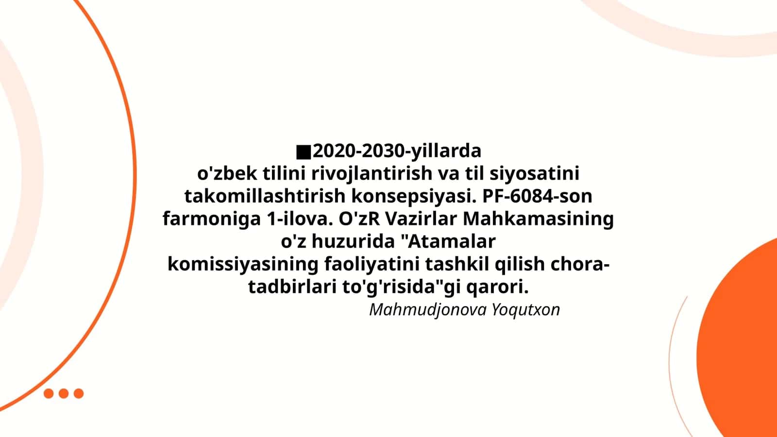 O'zbek tilini rivojlantirish va til siyosati konsepsiyasi