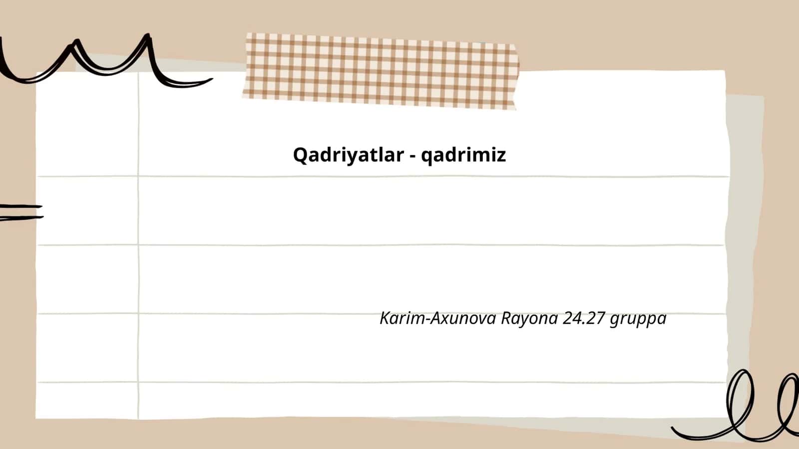 O'zbek qadriyatlari va milliy o'zlik