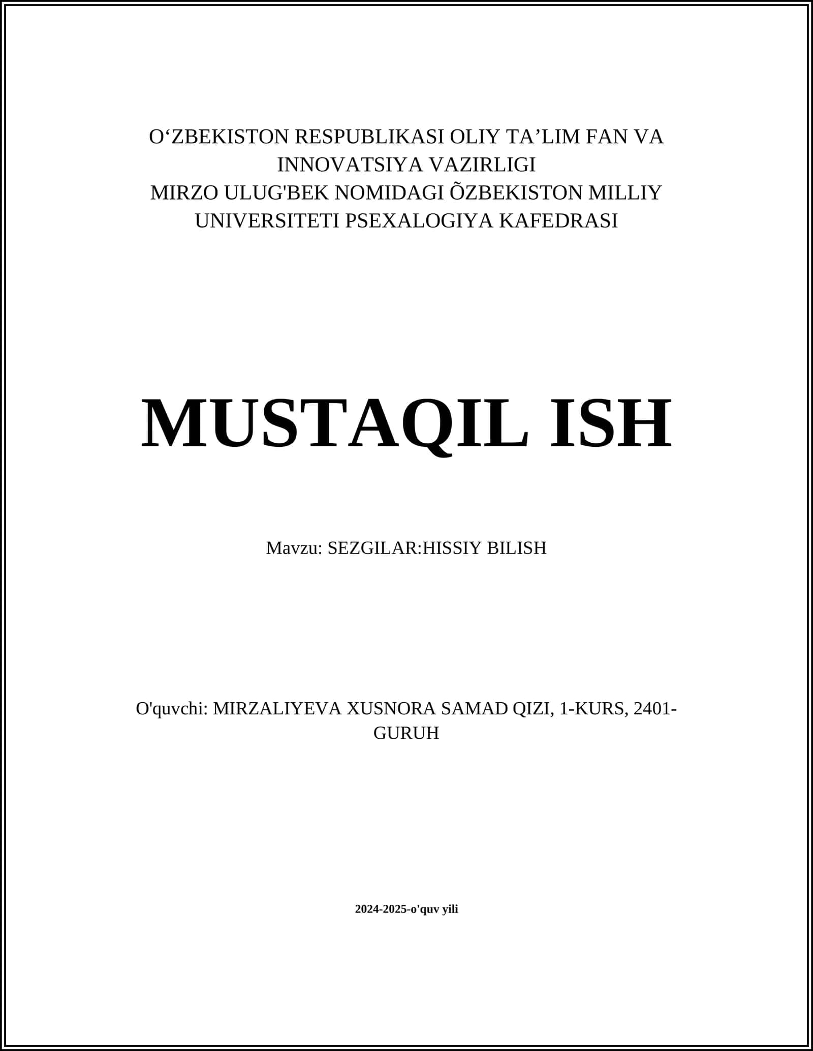 SEZGILAR:HISSIY BILISH