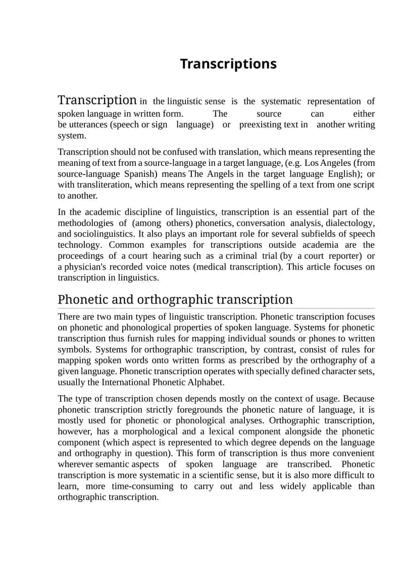 Transcriptions