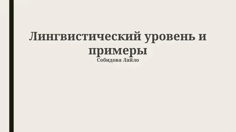 Лингвистический уровень и примеры