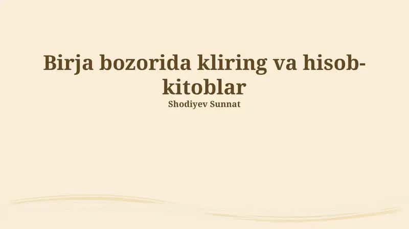 Tozalash va hisob-kitobdagi texnologiyalar