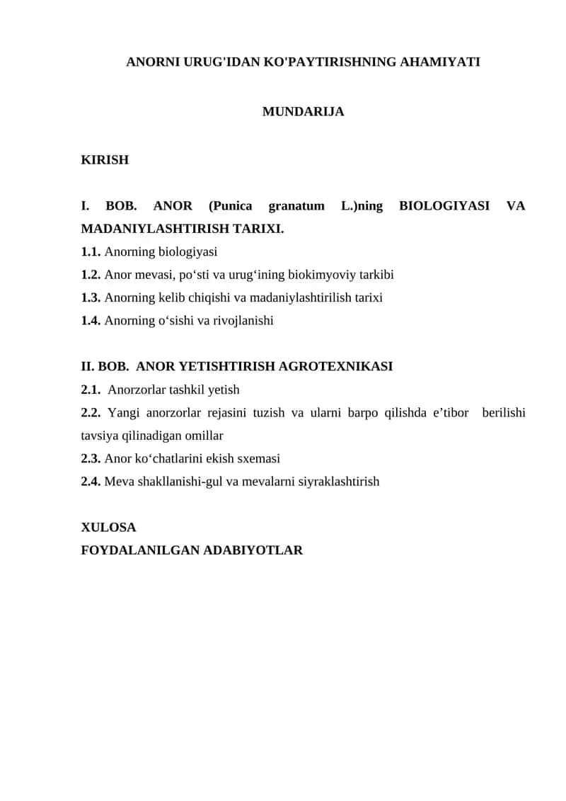 ANOR YETISHTIRISH AGROTEXNIKASI