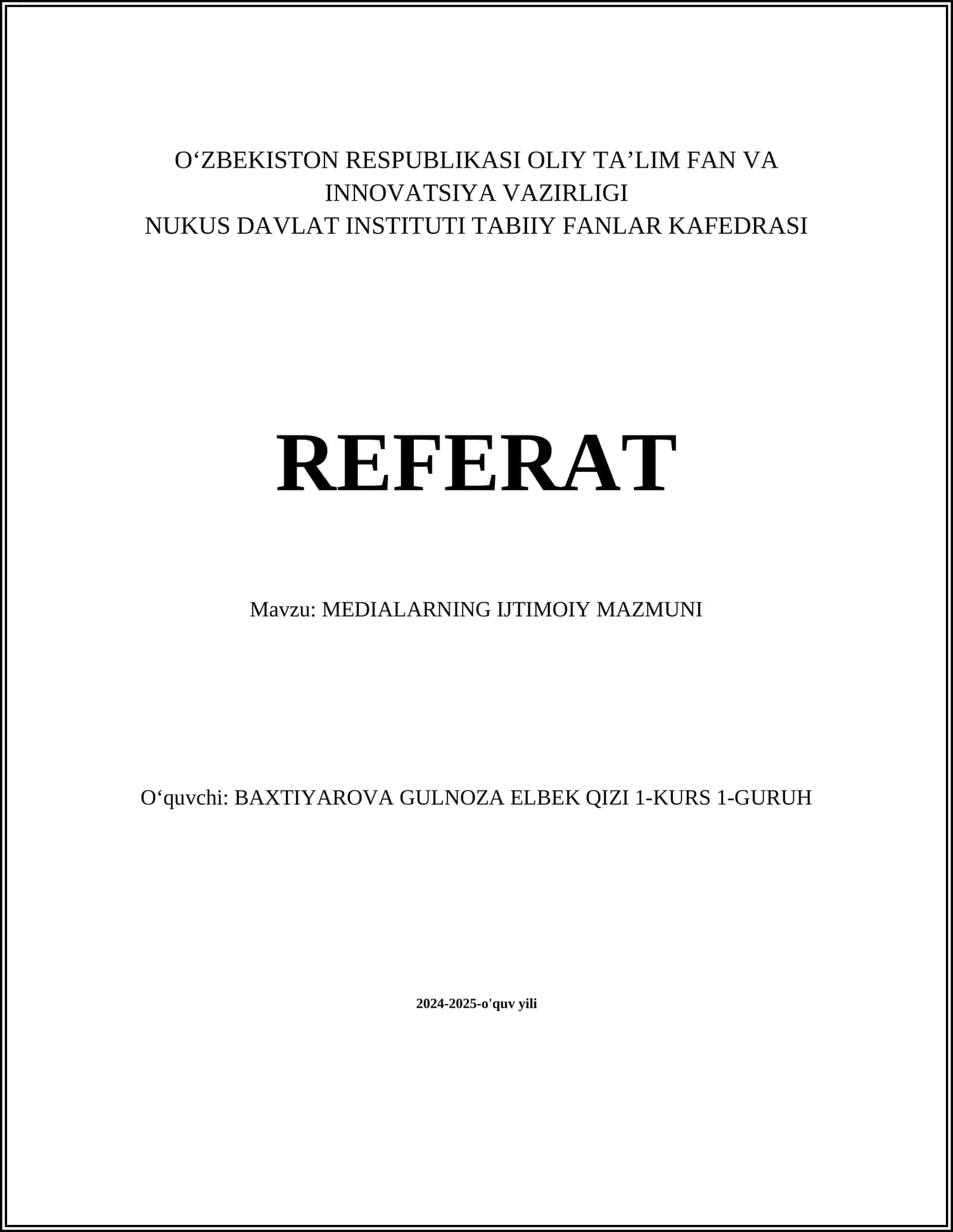 MEDIALARNING IJTIMOIY MAZMUNI