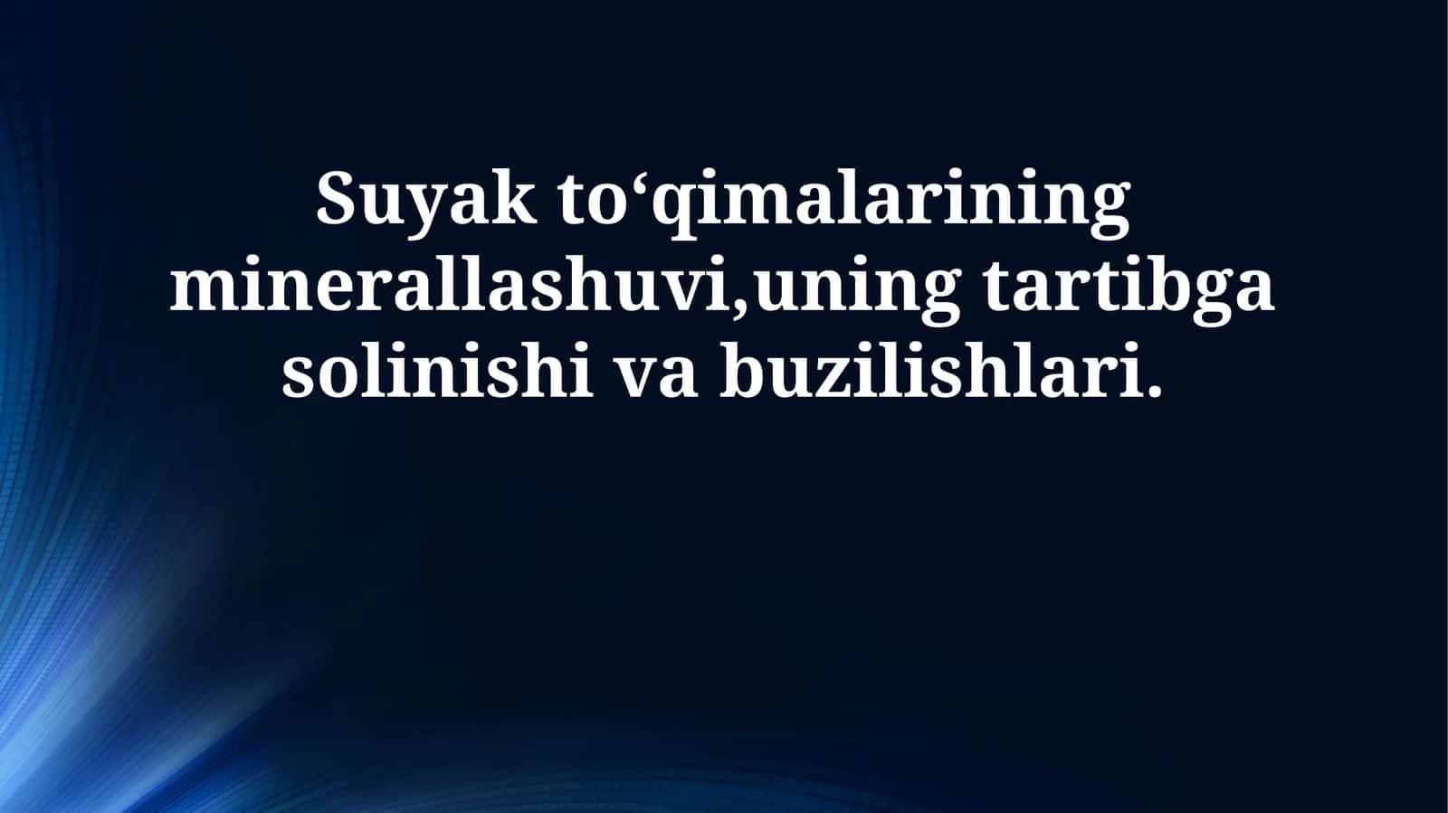 Suyak to‘qimalarining minerallashuvi,uning tartibga solinishi va buzilishlari