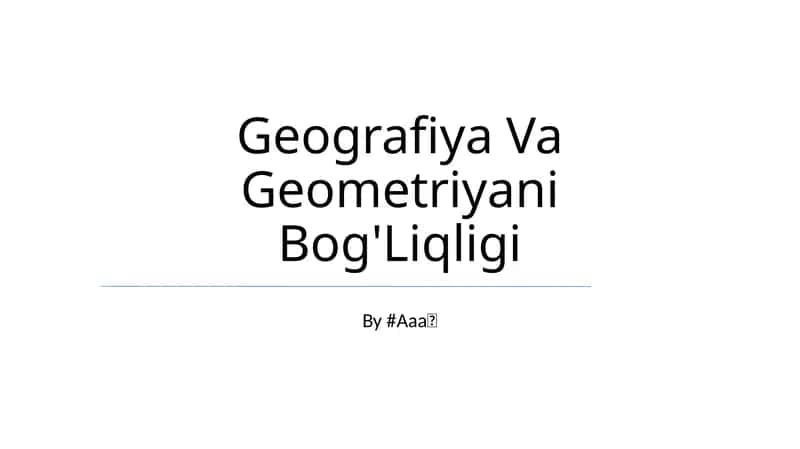 Geografiya Va Geometriyani Bog'Liqligi