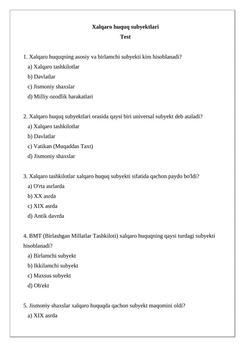 Xalqaro huquq subyektlari