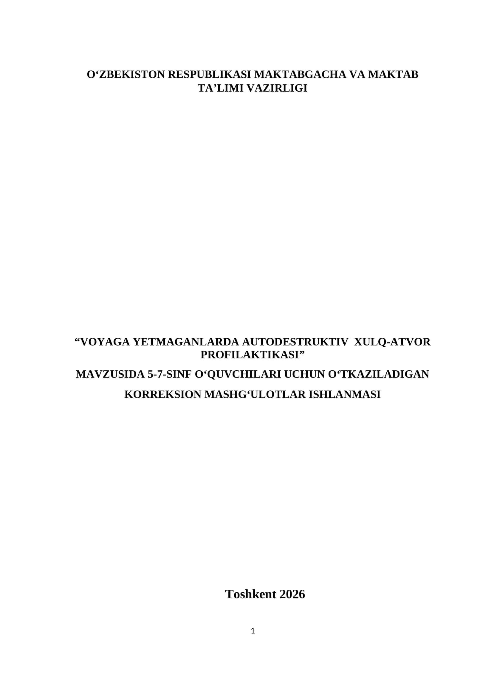 KORREKSION MASHGʻULOTLAR ISHLANMASI 5-7 sinflar