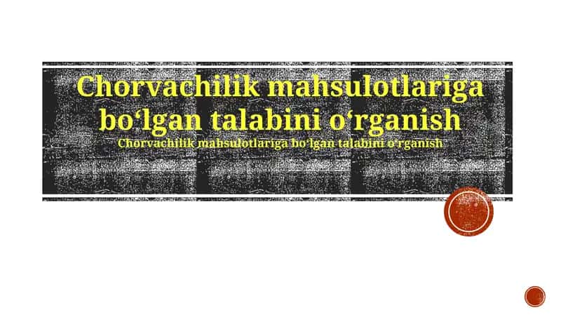 Tuxum mahsulotlariga bo'lgan talab