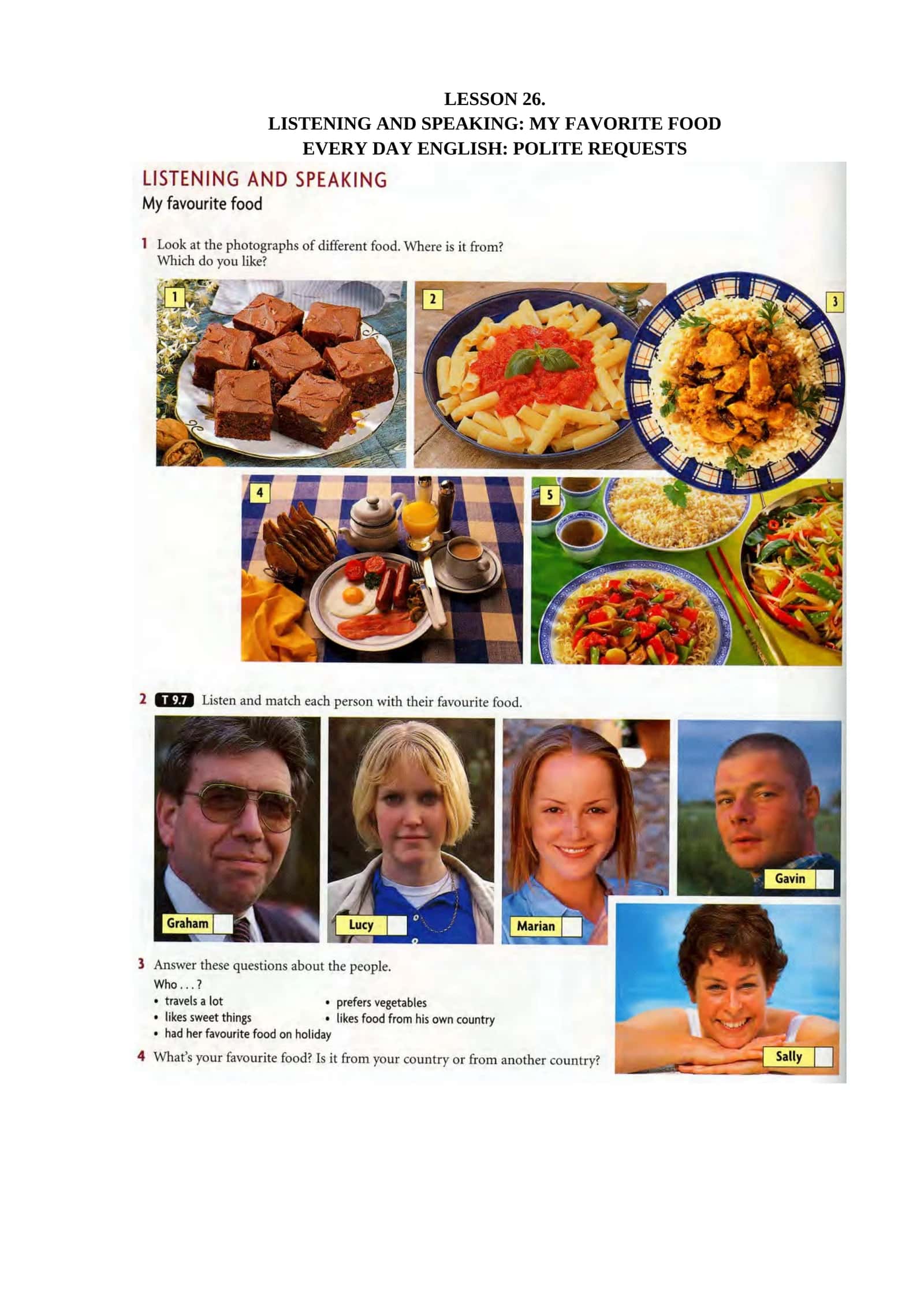 LISTENING AND SPEAKING: MY FAVORITE FOOD