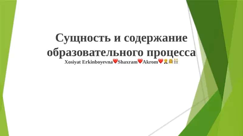 Сущность и содержание образовательного процесса