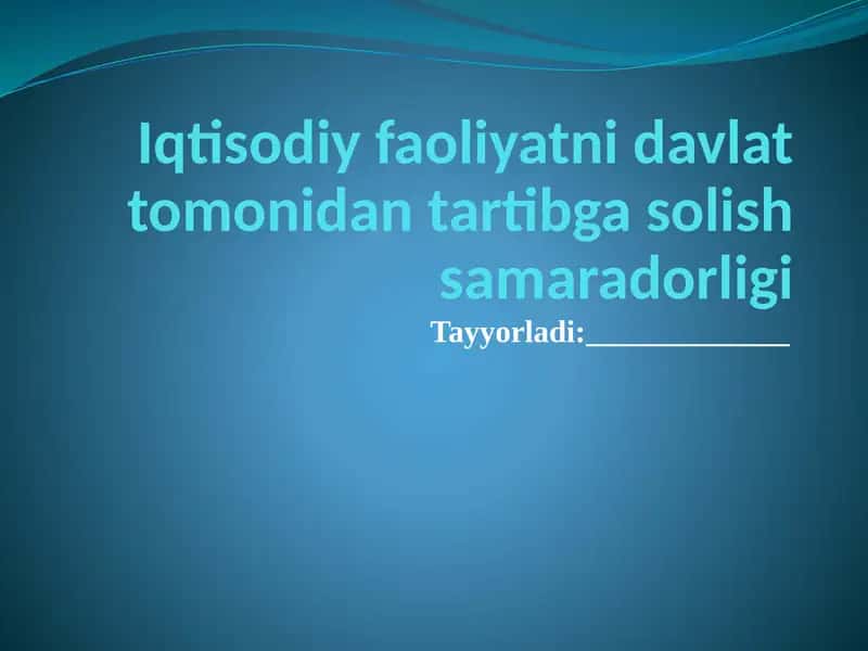 Iqtisodiy faoliyatni tartibga solish | Mikroiqtisodiyot