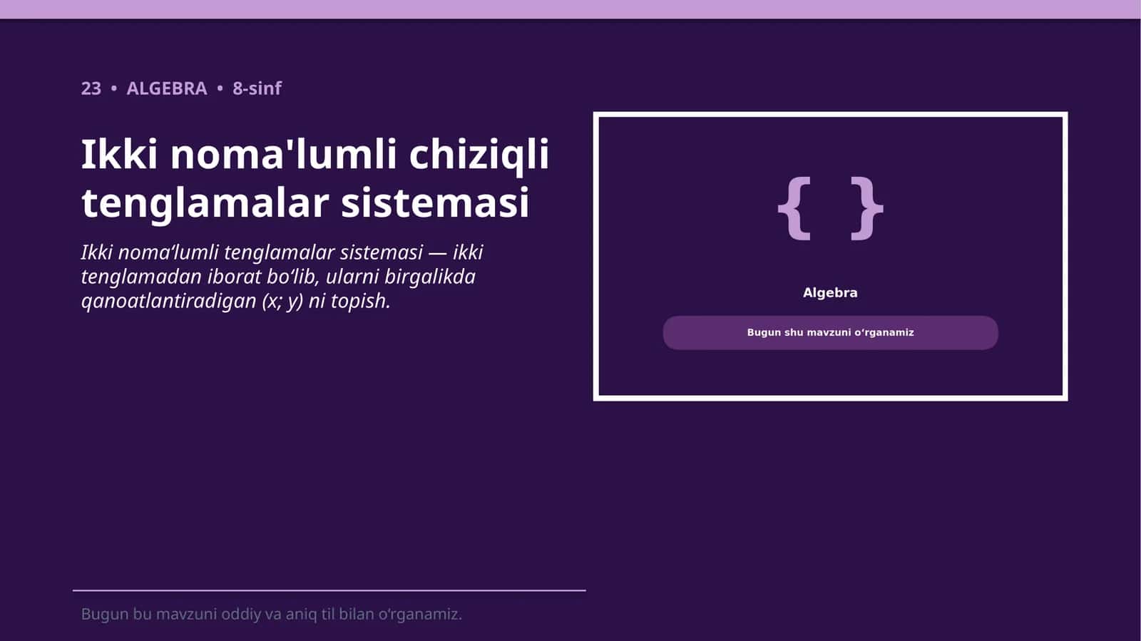 Ikki noma'lumli chiziqli tenglamalar sistemasi