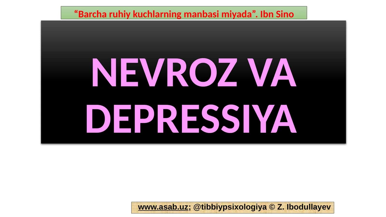 NEVROZ VA DEPRESSIYA
