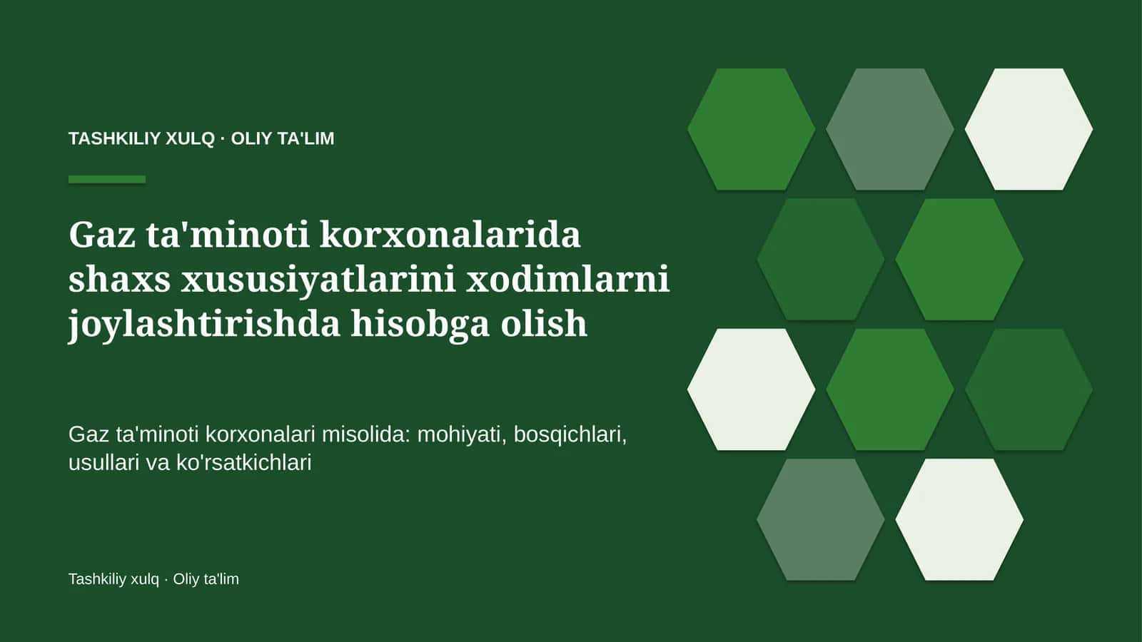 gaz ta'minoti korxonalarida shaxs xususiyatlarini xodimlarni joylashtirishda hisobga olish 3917