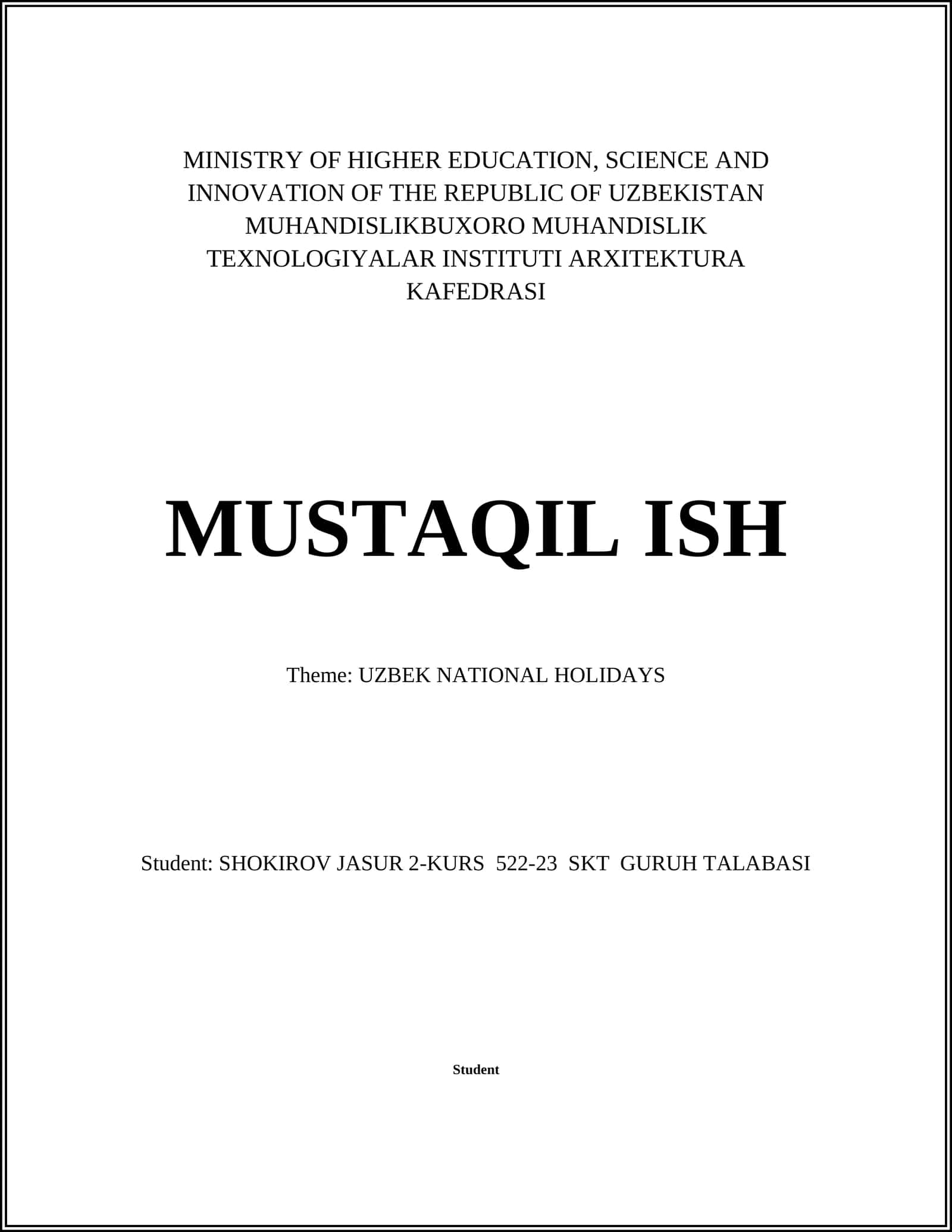 UZBEK NATIONAL HOLIDAYS