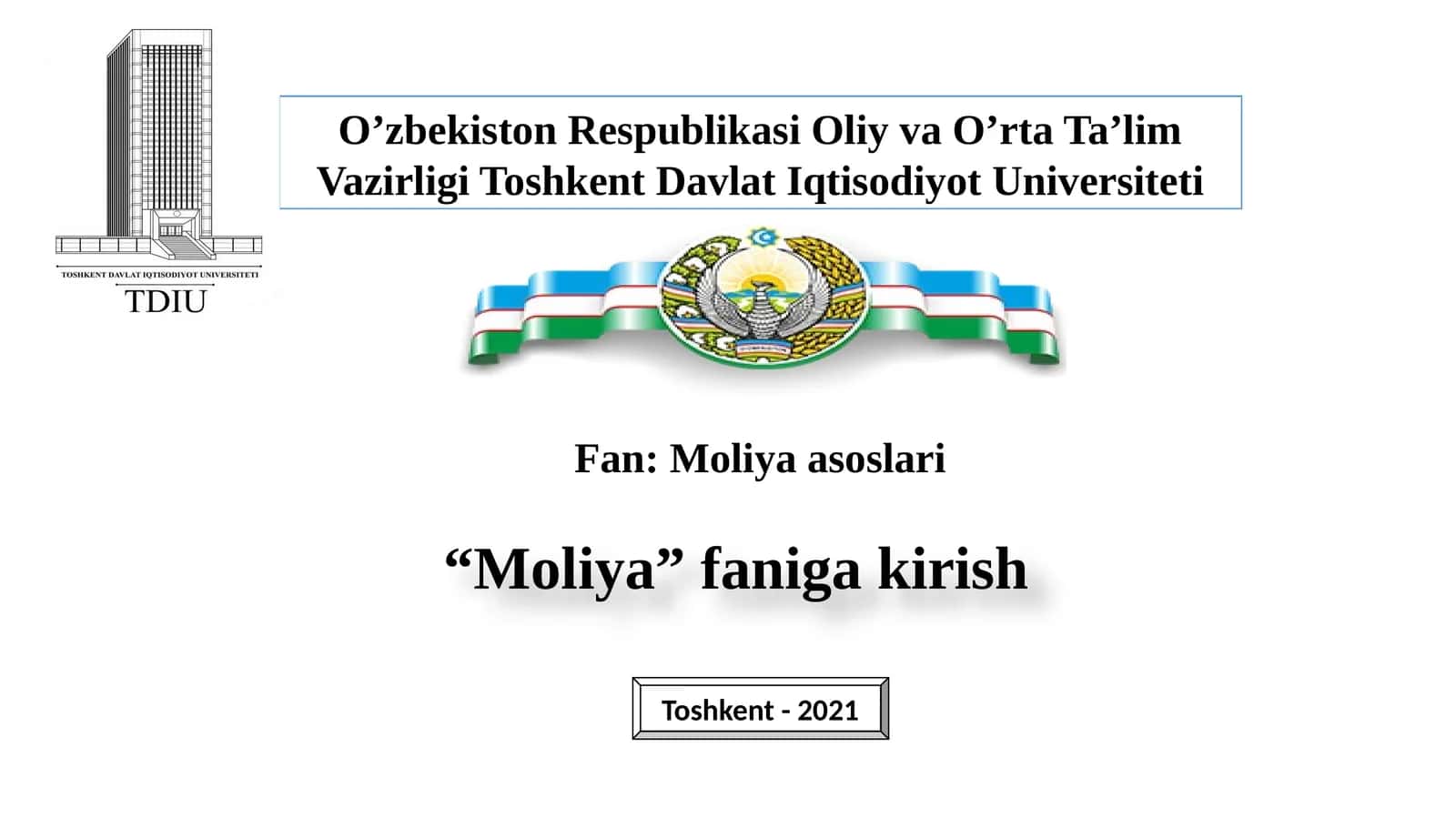 Moliya faniga kirish