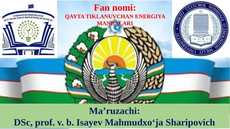 QAYTA TIKLANUVCHAN ENERGIYA MANBALARI