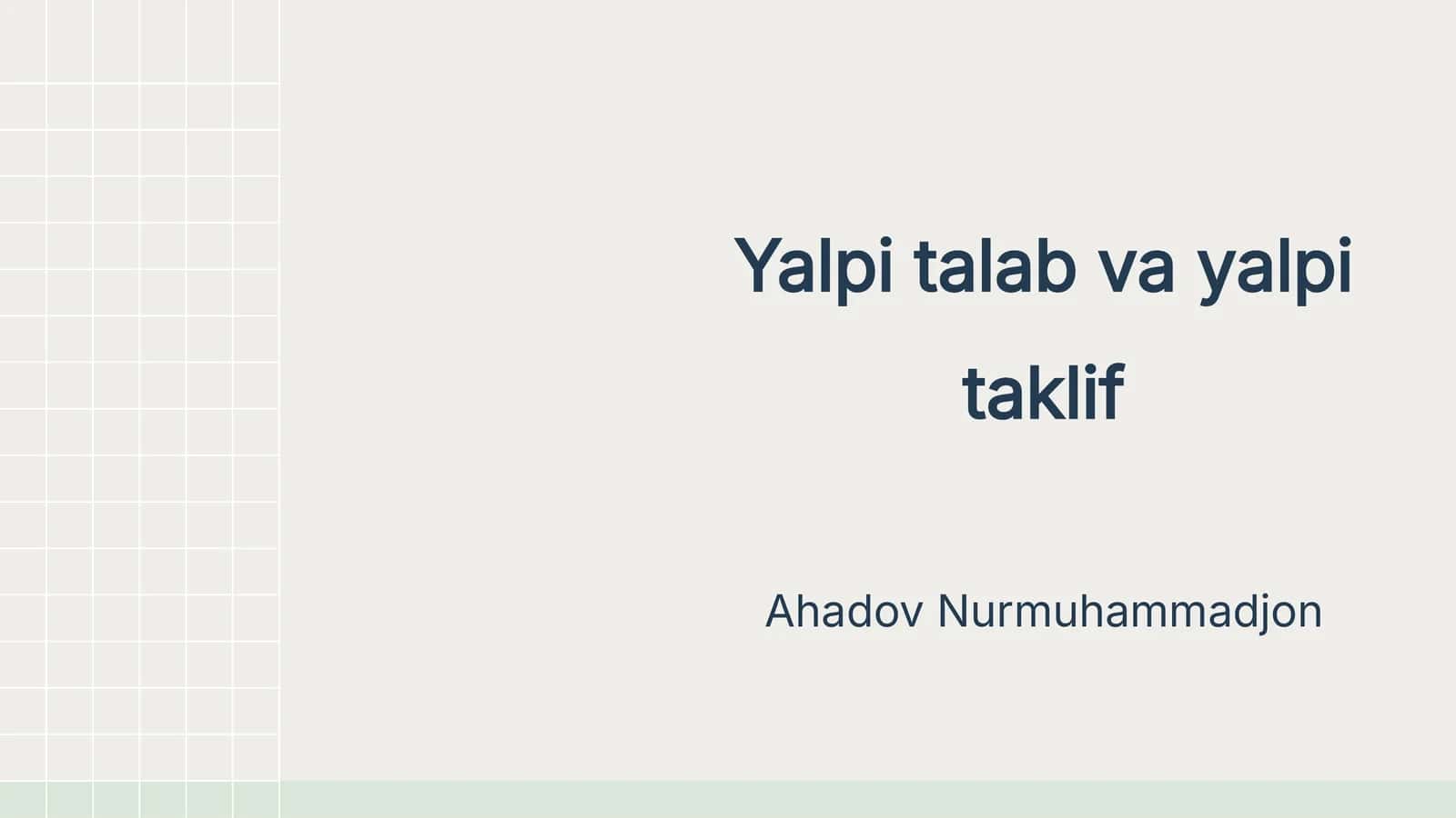 Yalpi talab va yalpi taklif