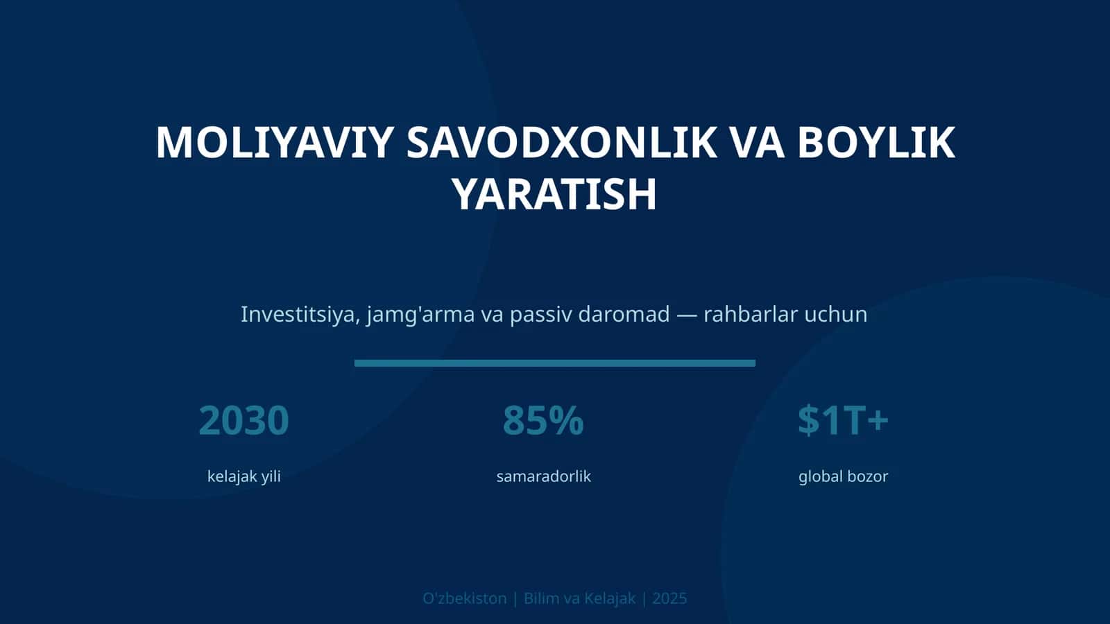Moliyaviy savodxonlik va boylik yaratish