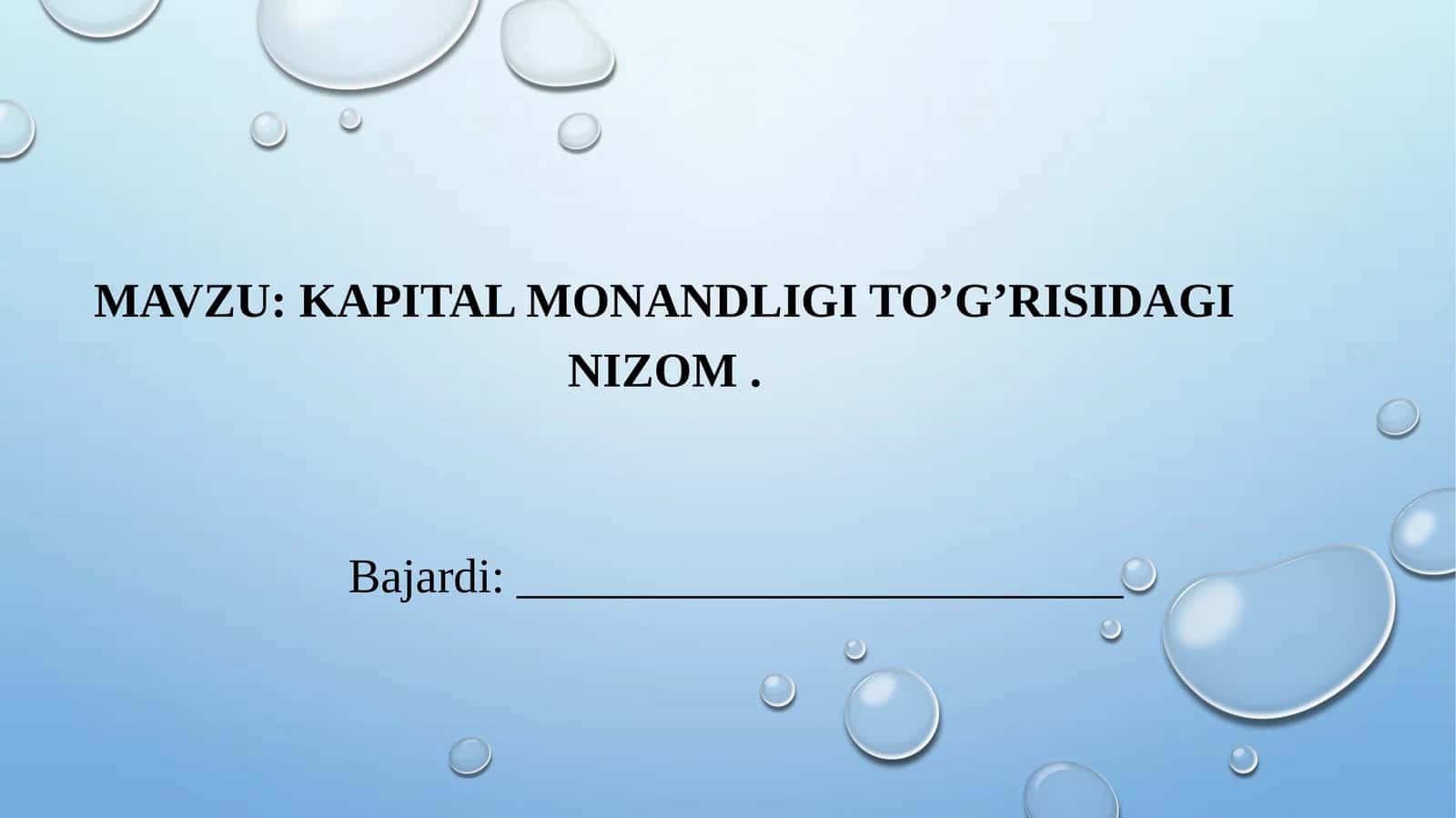 Kapital monandligi to’g’risidagi nizom  SLAYD
