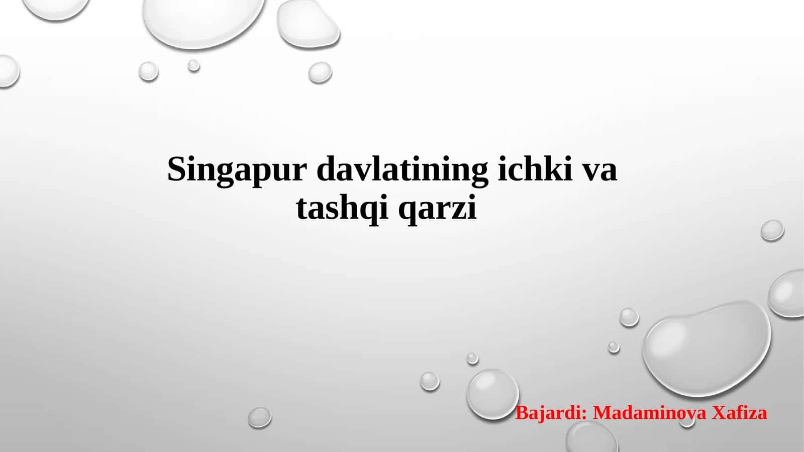 Singapur davlatining ichki va tashqi qarzi