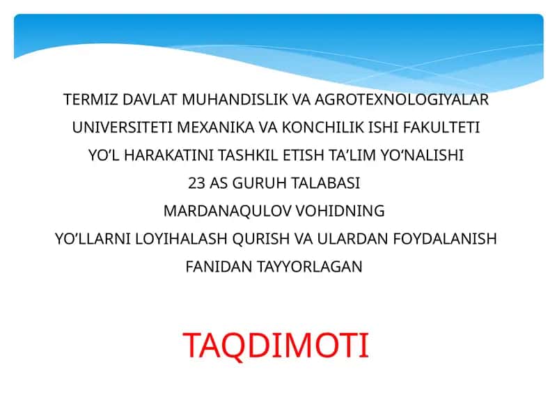 Jarliklar tarqalgan joylarda yoʼllarni loyihalash