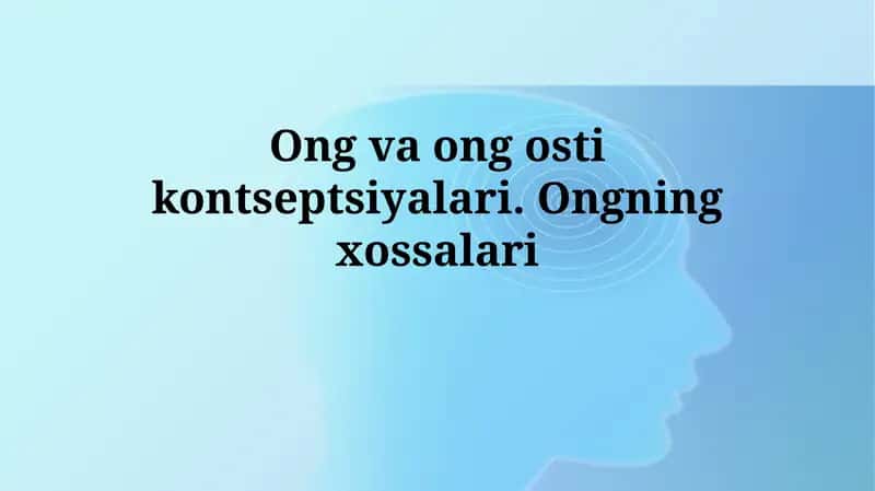 Ong va ong osti kontseptsiyalari