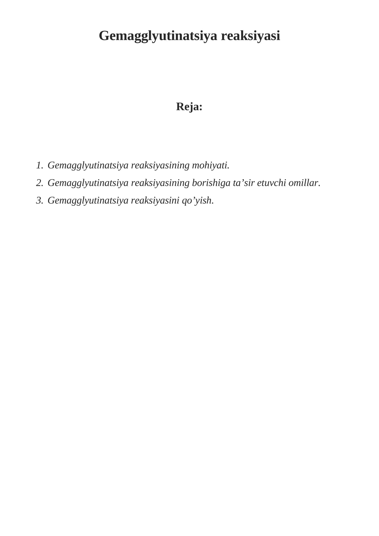 Gemagglyutinatsiya reaksiyasi