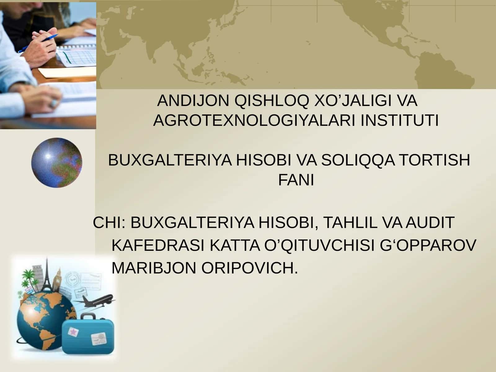 BUXGALTERIYA HISOBI VA SOLIQQA TORTISH FANI