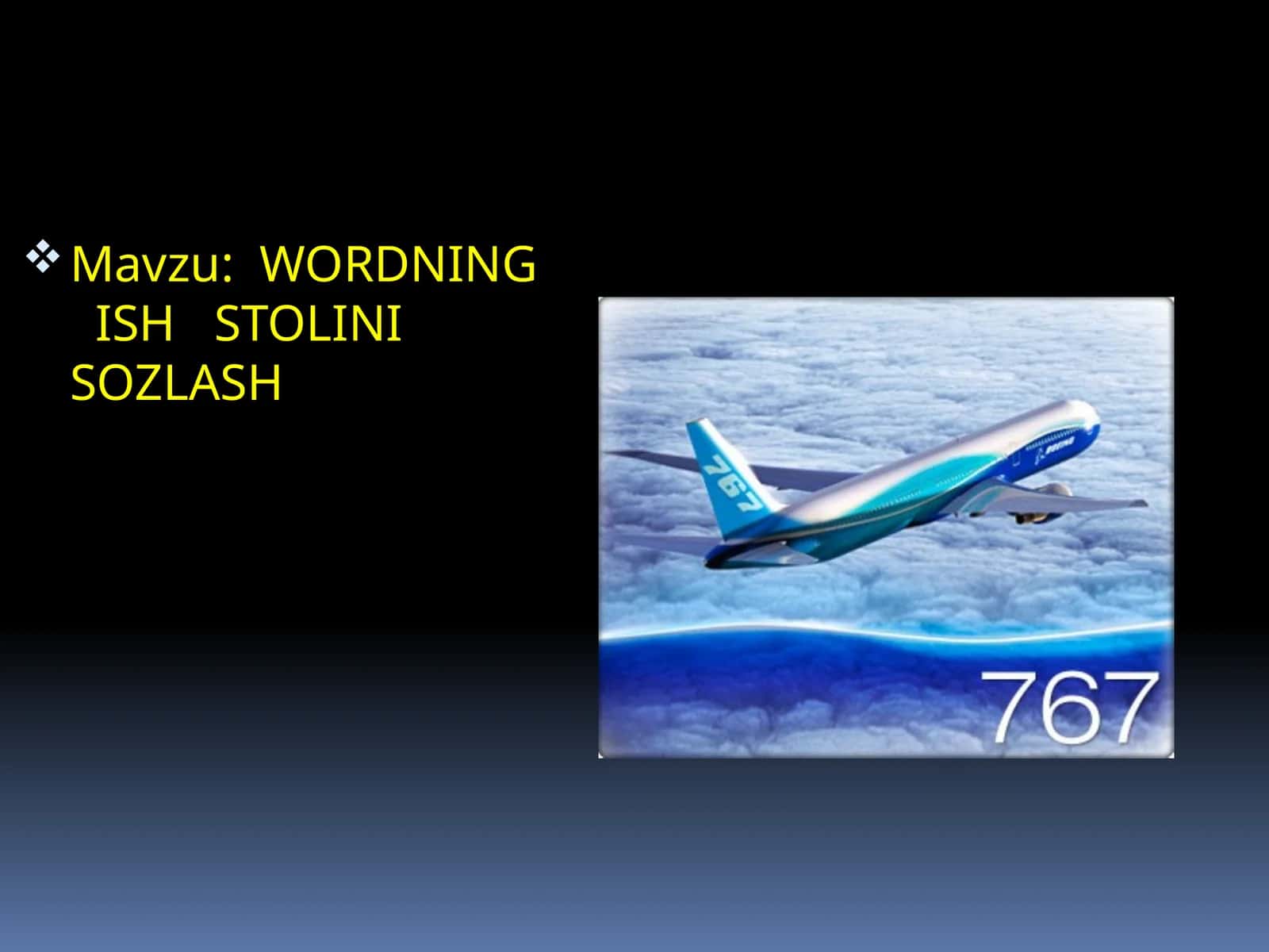 WORDNING ISH STOLINI SOZLASH