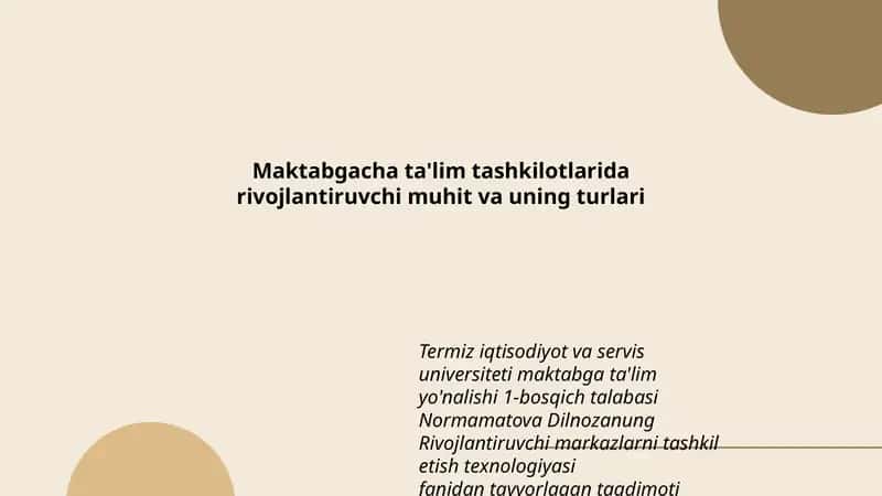Rivojlantiruvchi markazlarni tashkil etish texnologiyasi