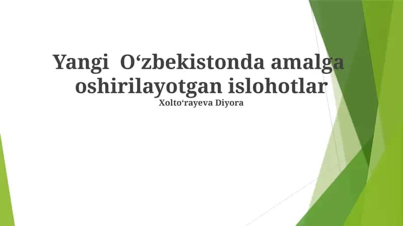 Yangi Oʻzbekistonda amalga oshirilayotgan islohotlar