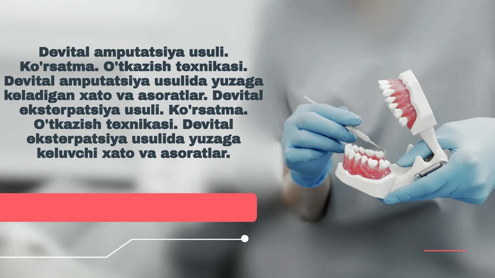 Devital amputatsiya usulining ko'rsatmalari va o'tkazish texnikasi