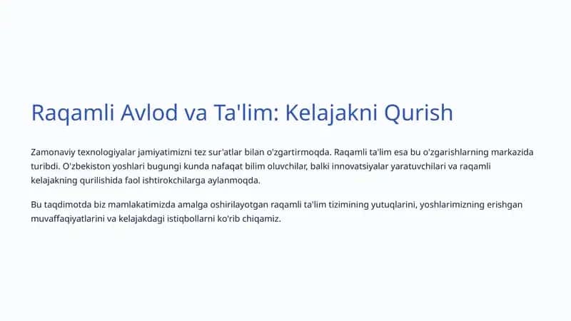 Raqamli Avlod va Ta'lim: Kelajakni Qurish