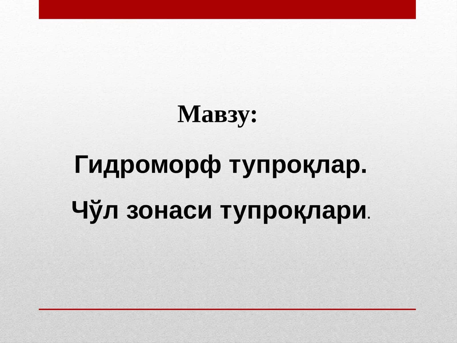 Гидроморф тупроқлар. Чўл зонаси тупроқлари. Сур –қўнғир тусли тупроқлар таснифи