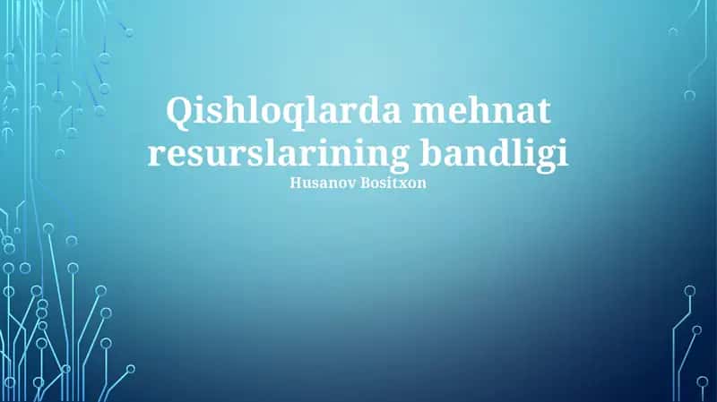 Qishloqlarda mehnat resurslarining bandligi