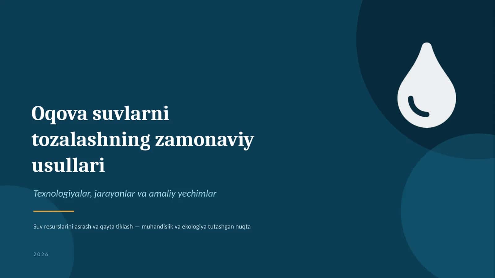 Oqova suvlarni tozalashning zamonaviy usullari