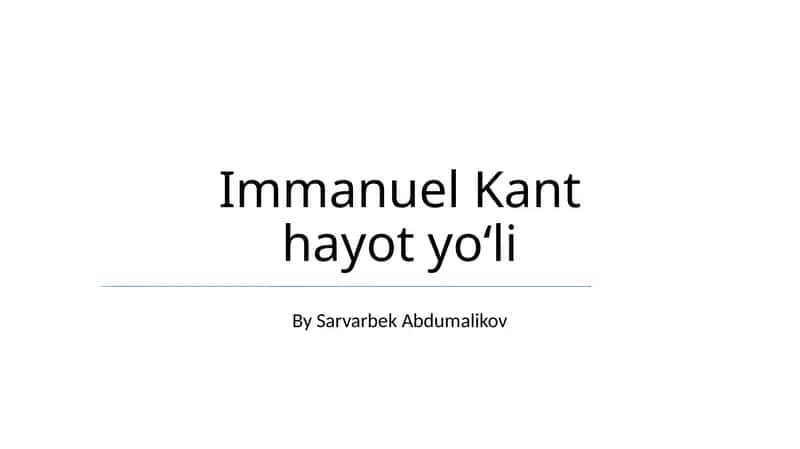 Immanuel Kant hayot yoʻli