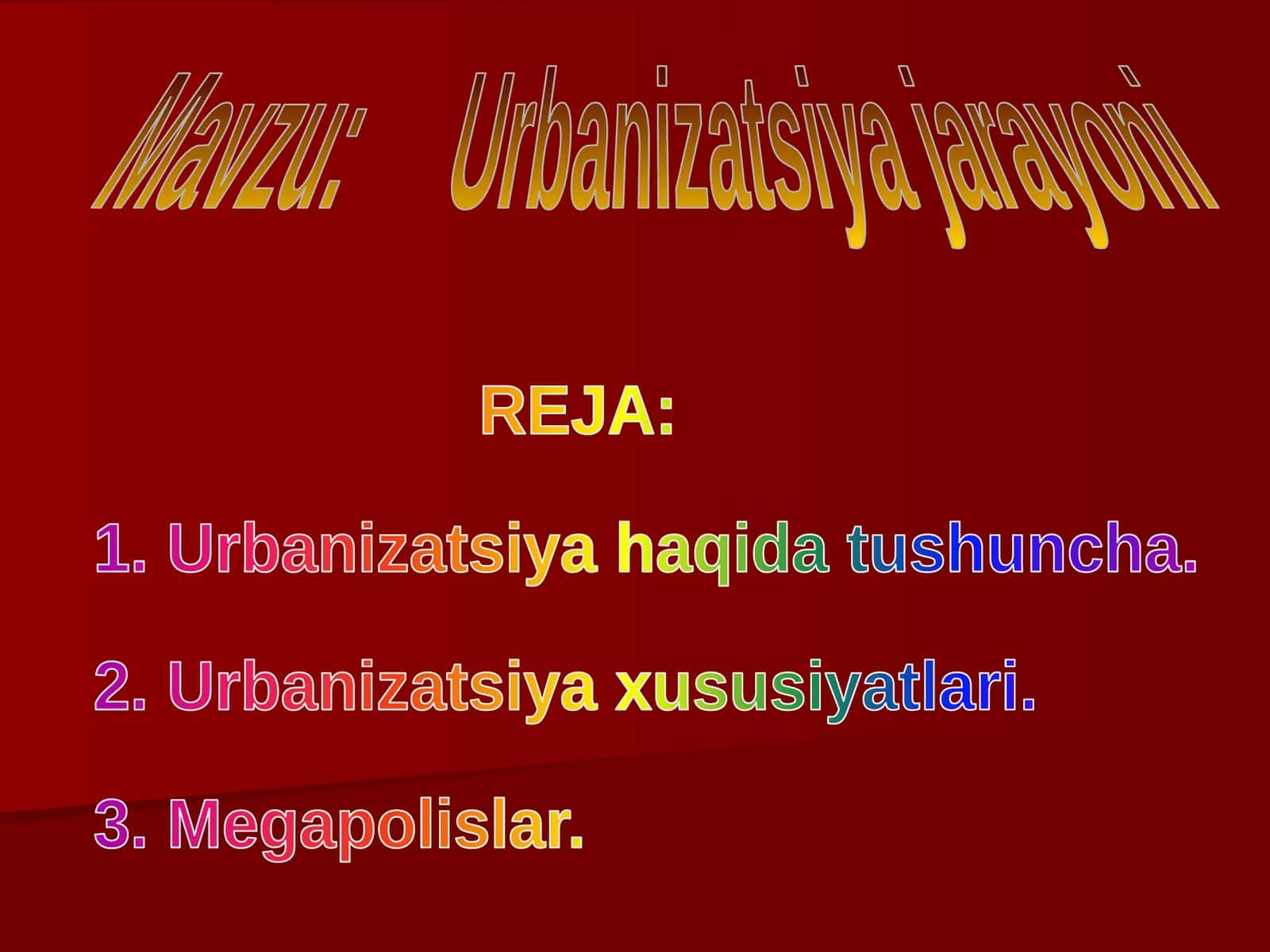 Urbanizatsiya jarayoni