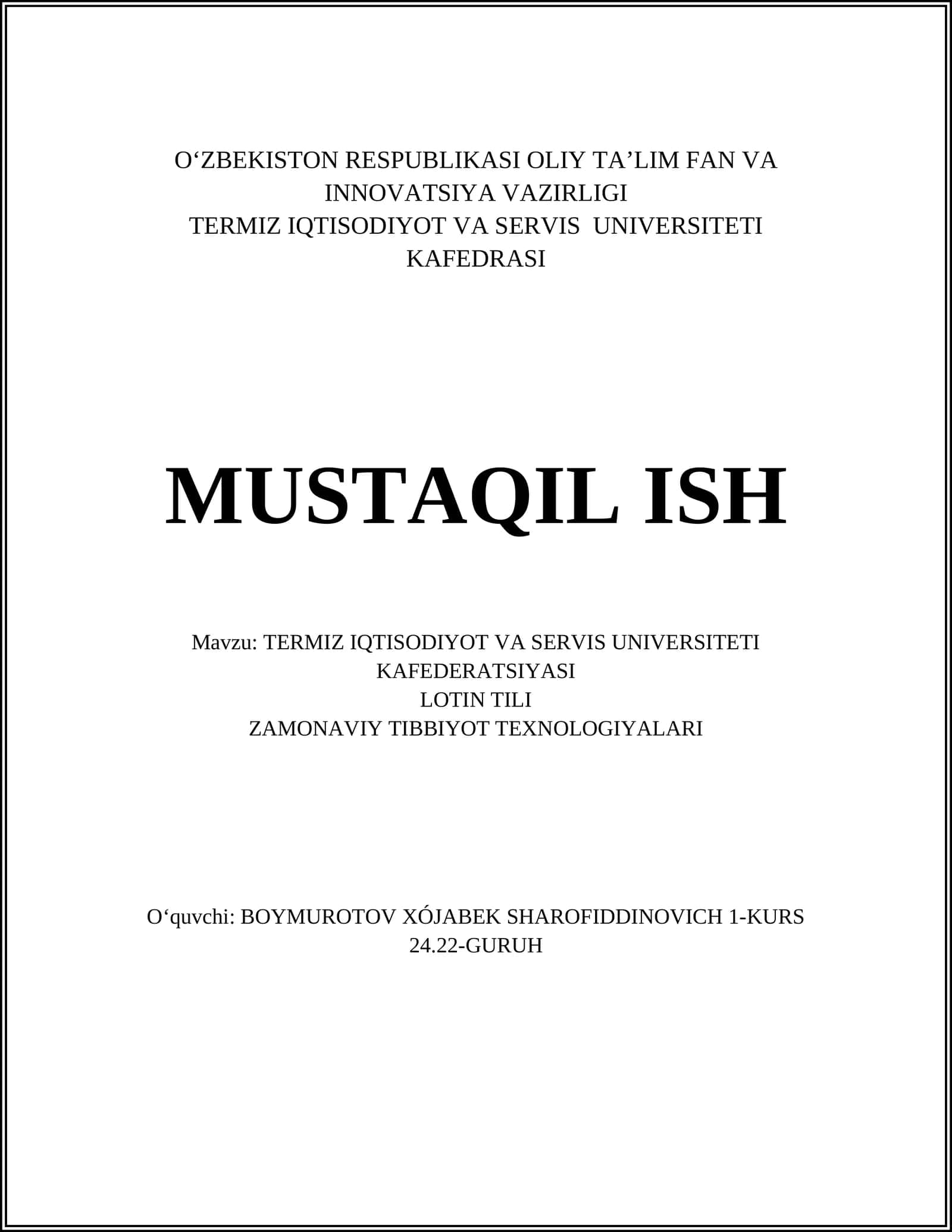 Zamonaviy tibbiyot texnologiyalari