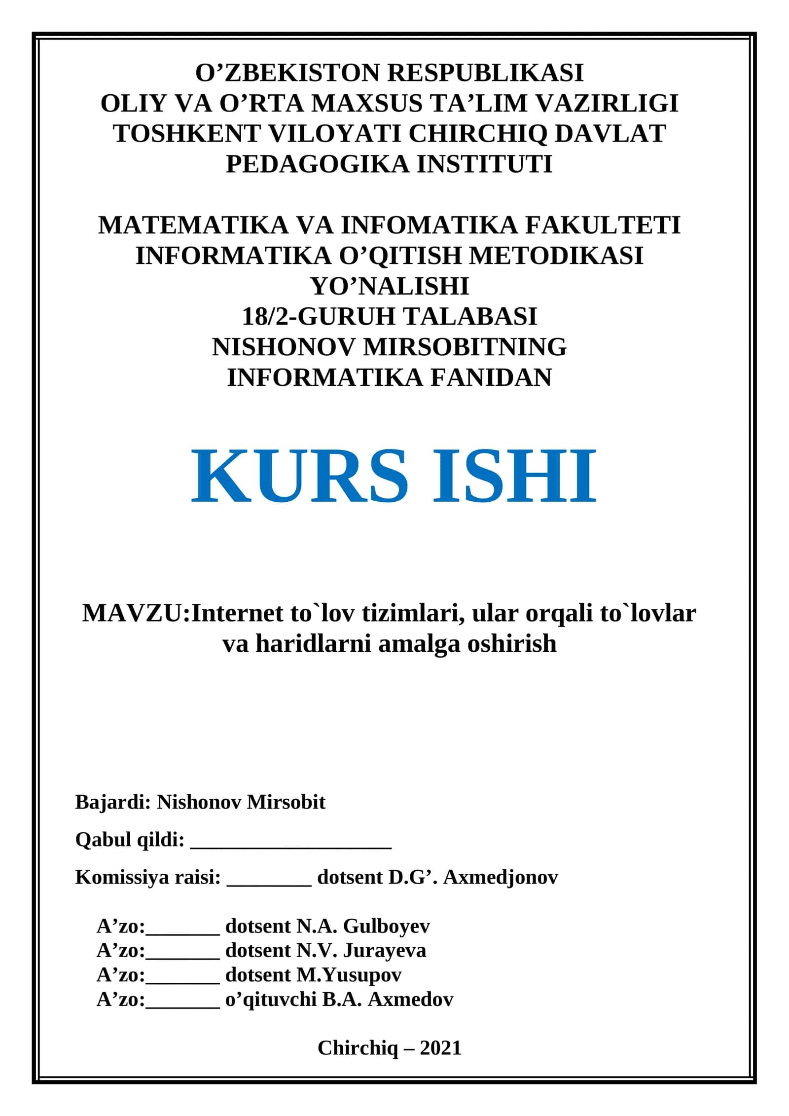 Internet to`lov tizimlari