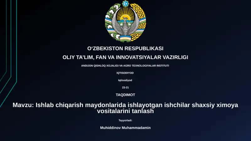 Ishlab chiqarish maydonlarida ishlayotgan ishchilar shaxsiy ximoya vositalarini tanlash